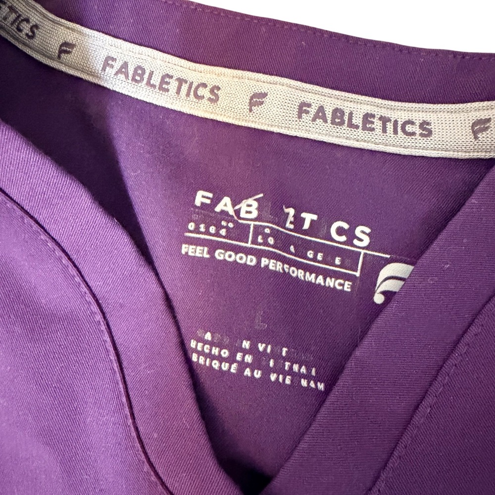 Fabletics Womens Scrub Sets Lot of 2 Purple Magenta V-Neck Jogger Pants Large - Picture 3 of 5